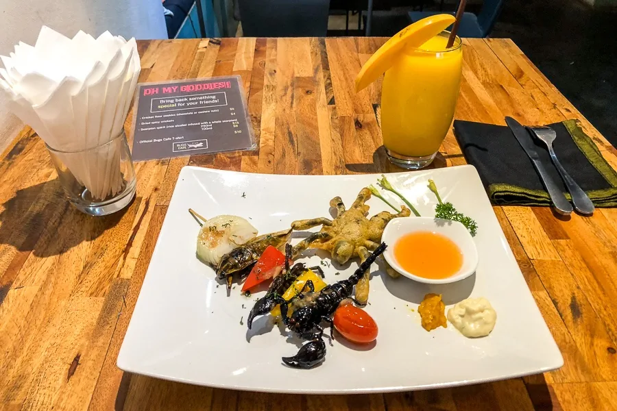 The Bugs Cafe: Eating Tarantulas & Scorpions In Siem Reap Cambodia